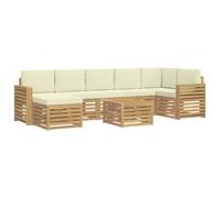 vidaXL Conjunto de sofás de Exterior 8 uds. Blanco y Crema Poliéster