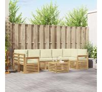 vidaXL Juego de sofás de exterior, 8 piezas, blanco y crema, de poliéster