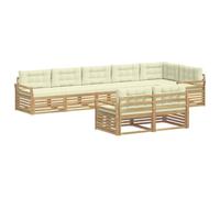vidaXL Conjunto de sofás de Exterior 8 uds. Blanco y Crema Poliéster