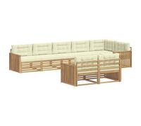 vidaXL Conjunto de sofás de Exterior 8 uds. Blanco y Crema Poliéster