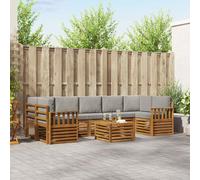 vidaXL Conjunto de sofás de exterior 8 uds. Gris Natural y Claro