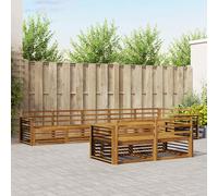 vidaXL Juego de sofás de exterior, 8 piezas, madera maciza de acacia natural