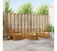 vidaXL Juego de sofás de exterior, 8 piezas, madera maciza de acacia natural