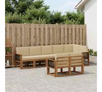 vidaXL Conjunto de sofás de exterior 8 uds. Natural y Beige Poliéster