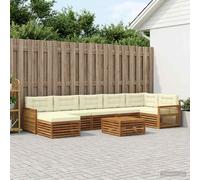 vidaXL Conjunto de sofás de exterior 8 uds. Natural y Crema