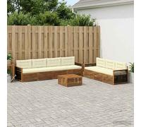 vidaXL Conjunto de sofás de exterior 8 uds. Natural y Crema