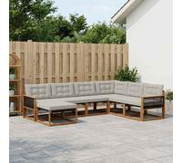 vidaXL Conjunto de sofás de exterior 8 uds. Natural y Gris Claro