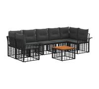 vidaXL Conjunto de sofás de Exterior 8 uds. Negro y Gris Oscuro