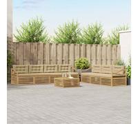 vidaXL Conjunto de sofás de exterior 8 uds. y Beige Poliéster