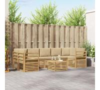 vidaXL Conjunto de sofás de exterior 8 uds. y Beige Poliéster