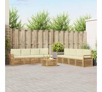 vidaXL Conjunto de sofás de exterior 9 uds. 8 plaza Blanco y Crema