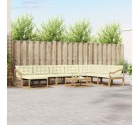 vidaXL Conjunto de sofás de exterior 9 uds. Blanco y Crema