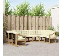 vidaXL Conjunto de sofás de exterior 9 uds. Blanco y Crema