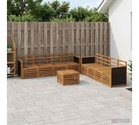 vidaXL Conjunto de sofás de exterior 9 uds. Natural