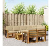 Juego de sofás de exterior vidaXL, 9 piezas, color natural y beige, fabricado en poliéster