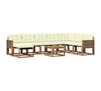 vidaXL Conjunto de sofás de Exterior con cojín 9 pcs Natural y Crema, Conjunto de sofá Moderno para jardín, Muebles Lounge Resistentes, sofá de Patio, Asientos Junto a la Piscina