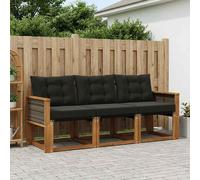 vidaXL Conjunto de sofás de exterior con cojín 3 pcs Natural y negro