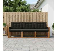 vidaXL Conjunto de sofás de exterior con cojín 3 pcs Natural y negro