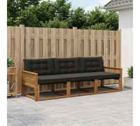 vidaXL Conjunto de sofás de exterior con cojín 3 pcs Natural y negro