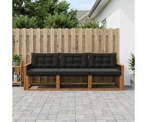 vidaXL Conjunto de sofás de exterior con cojín 3 pcs Natural y negro