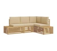 vidaXL Conjunto de sofás de Exterior con cojín 4 Pieza Blanco
