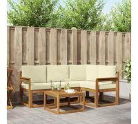 vidaXL Conjunto de sofás de exterior con cojín 5 pcs y Crema, Sofá de jardín, muebles modernos para exteriores, lounge para , asientos ideales para , un conjunto para
