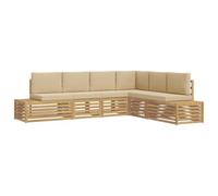 vidaXL Conjunto de sofás de Exterior con cojín 6 Pieza y Beige