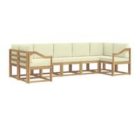 vidaXL Conjunto de sofás de Exterior con cojín 7 pcs Blanco y Crema, Juego de sofá de jardín, Modular Moderno para Exteriores, Muebles de Madera de Acacia, Zona de Relax en el Patio