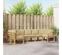 vidaXL Conjunto de sofás de exterior con cojín 7 pcs y Beige