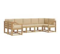 vidaXL Conjunto de sofás de Exterior con cojín 7 pcs y Beige, Juego de sofá de jardín, Modular Moderno para Exteriores, Muebles de Madera de Acacia, Zona de Relax en el Patio