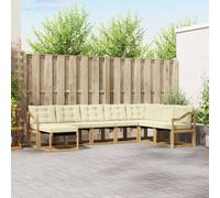 vidaXL Conjunto de sofás de exterior con cojín 8 pcs Blanco y Crema
