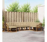 vidaXL Conjunto de sofás de exterior con cojín 8 pcs Natural y Beige