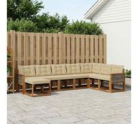 vidaXL Conjunto de sofás de exterior con cojín 8 pcs Natural y Beige