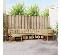 vidaXL Conjunto de sofás de exterior con cojín 8 pcs Natural y Beige