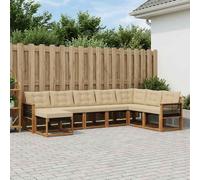 vidaXL Conjunto de sofás de exterior con cojín 8 pcs Natural y Beige