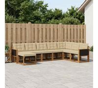 vidaXL Conjunto de sofás de exterior con cojín 8 pcs Natural y Beige