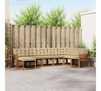 vidaXL Conjunto de sofás de exterior con cojín 8 pcs Natural y Beige