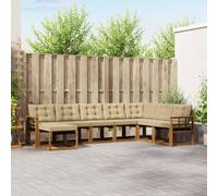 vidaXL Conjunto de sofás de exterior con cojín 8 pcs Natural y Beige