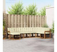 vidaXL Conjunto de sofás de exterior con cojín 8 pcs Natural y Crema