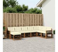 vidaXL Conjunto de sofás de exterior con cojín 8 pcs Natural y Crema