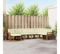 vidaXL Conjunto de sofás de exterior con cojín 8 pcs Natural y Crema