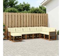 vidaXL Conjunto de sofás de exterior con cojín 8 pcs Natural y Crema