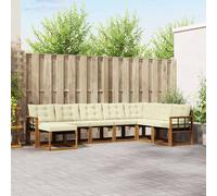 vidaXL Conjunto de sofás de exterior con cojín 8 pcs Natural y Crema