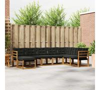 vidaXL Conjunto de sofás de exterior con cojín 8 pcs Natural y negro