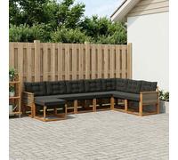 vidaXL Conjunto de sofás de exterior con cojín 8 pcs Natural y negro