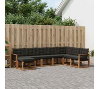 vidaXL Conjunto de sofás de exterior con cojín 8 pcs Natural y negro