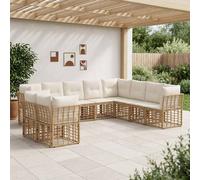 vidaXL Conjunto de sofás de exterior Natural Poliéster