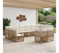 vidaXL Conjunto de sofás de exterior Natural y Crema Poliéster