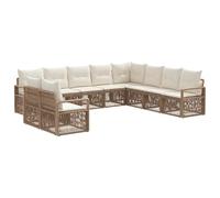 vidaXL Conjunto de sofás de jardín 10 pcs Beige ratán sintético, Sofá Modular Moderno, Resistente al Clima, Muebles de jardín de polirratán, Set de Lounge al Aire Libre, Fundas Lavables
