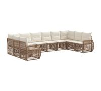 vidaXL Conjunto de sofás de jardín 10 pcs Beige y Blanco Crema, Sofá Modular, Resistente al Clima, para Exteriores, Ideal para la Piscina, jardín, Patio o balcón